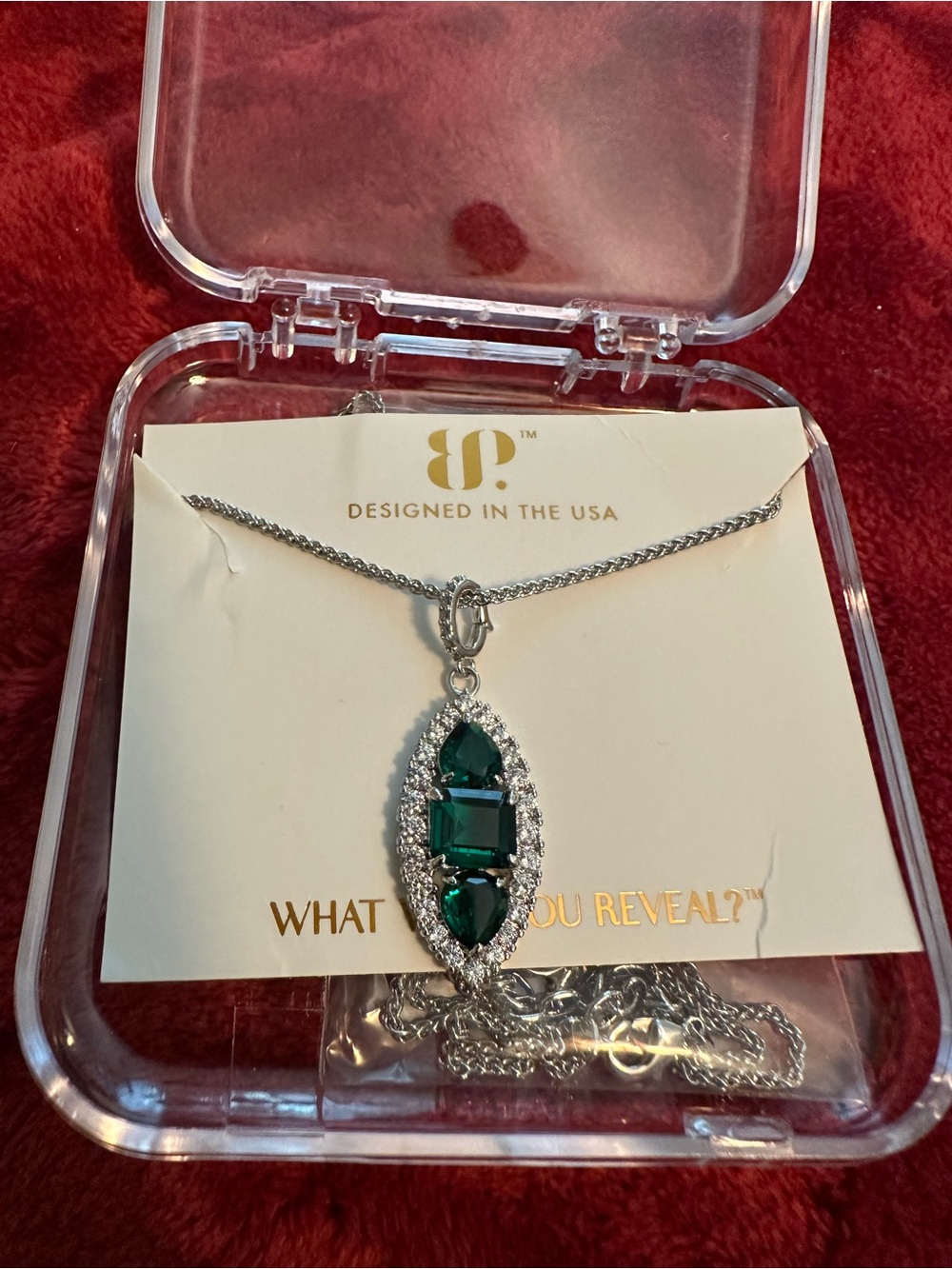 Emerald Green Crystal Pendant Necklace -